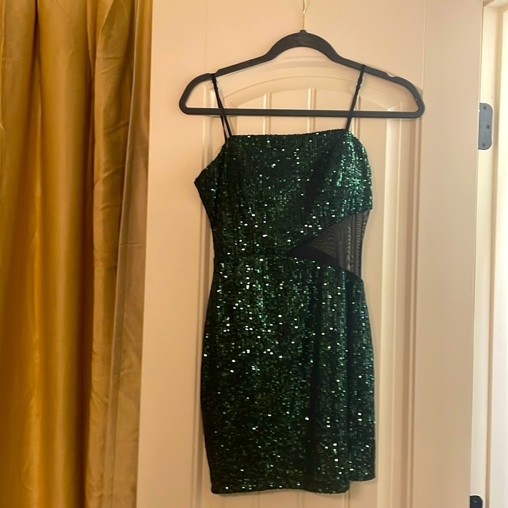 Green sequin dress